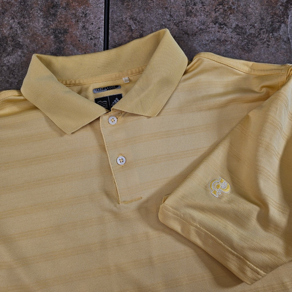 Adidas‎ ClimaCool Yellow Striped Golf Polo Shirt Mens XL